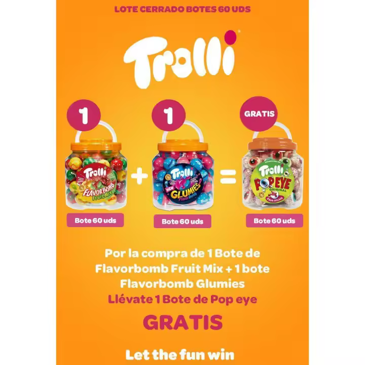 lote rellenola trolli Fruit mix+ glumies y ojos de regalo 180 unidades - 1