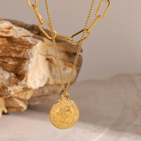 Collar Personalizado Uworld Fashion En Acero Inoxidable 3 En 1 Moneda Colgante 18K Gold Impermeable Para Mujer Joyería Moda - details 2