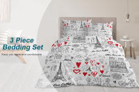 Conjunto De Ropa De Cama Con Diseño De Torre De París 3 Piezas Funda De Edredón Y 2 Almohadillas Para Cama Familiar Moderna Y Cómoda Para Todas Las Estaciones - details 0