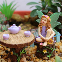 Juego De Decoración De Jardín Tema De Té De Verano Paisaje Simulación De Fae De Flores Escultura De Resina Para Jardín Al Aire Libre - details 1