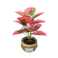 Arbusto Artificial De Hojas Rojas JESOKIN Decoración De Flores Falsas Para Hogar Oficina Fiesta Boda Simulación De Bonsái En Maceta - details 10
