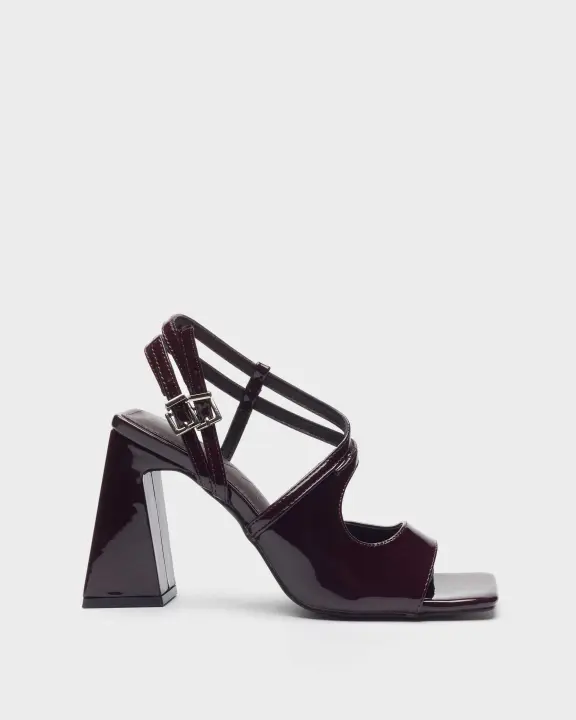 MIM Juni Sandalias de tacón para mujer burdeos en charol sintético 9374161797450 - 1