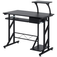 HOMCOM Mesa de Escritorio Mesa de Estudio con Bandeja de Teclado y Cajón Mesa de Ordenador para Despacho Oficina 90x50x100 cm Negro - details 0