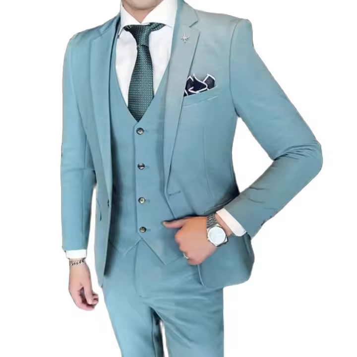 Traje Elegante Para Hombre Estilo Artístico Casual Vestido De Negocios Boda Traje Completo (chaqueta + Chaleco + Pantalones) - 1