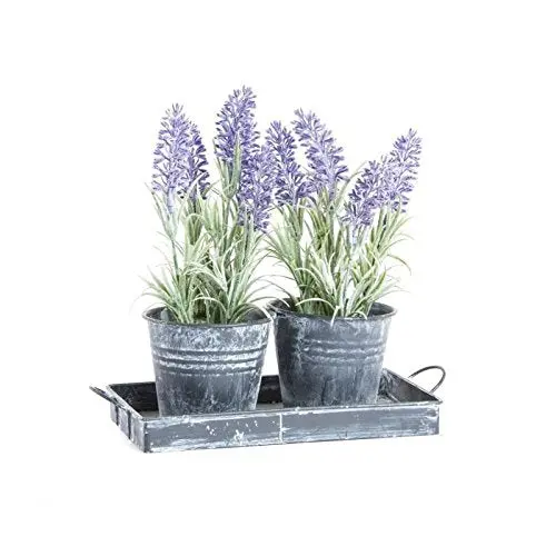 Maceta lavanta Artificial PVC en Maceta de Metal 23 cm-DAMDAM GO - 1
