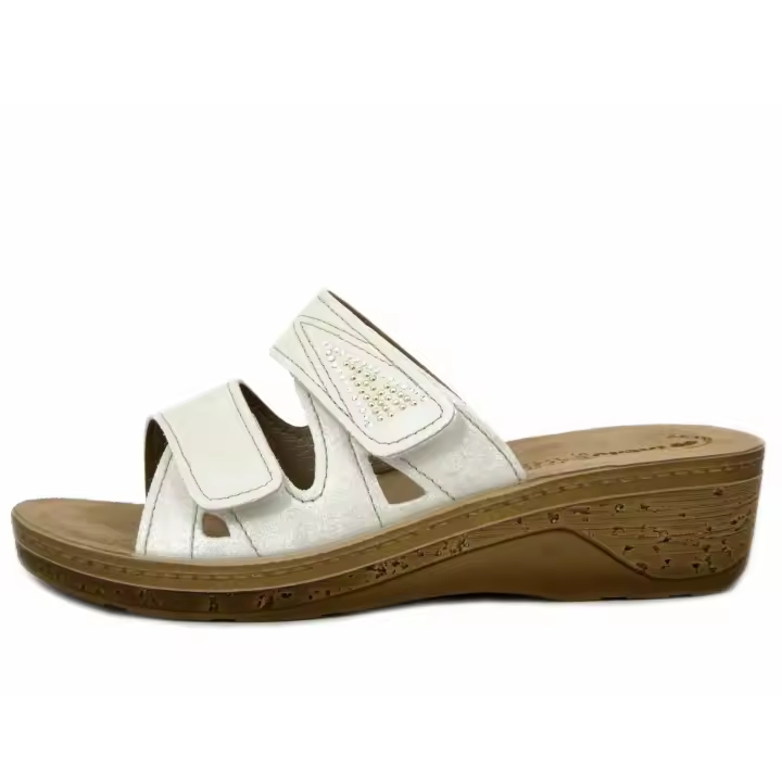 Zapatillas de Mujer con Correa Blanca, Planta de Piel Auténtica, INBLU - 1