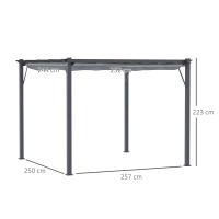 Gazebo gazebo para terraza con Techo corregizo, Jardín, aluminio, gris Marengo + gris oscuro, 3x3x2,23 M - details 6