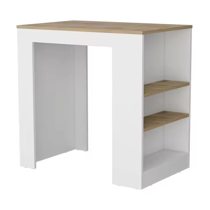 TUHOME Isla de cocina Portree en melamina 3 estantes y almacenamiento abierto. - 1