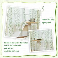 Conjunto De Cortinas De 2 Paneles Translúcidas Blancas Con Hojas Para Sala De Estar Y Dormitorio Material De Poliéster 100% - details 1