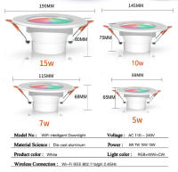 Luz De Techo Inteligente ZigBee LED RGB Dimmable Tuya WiFi Bluetooth Spot Revestido Control Por Voz Alexa Google Home 15W Para Foyer - details 4