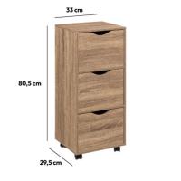 MIRAMAX-Torre Cajonera 3 puertas con ruedas,Cajonera Contenedor de oficina Contenedor de escritorio con cajones,Estante Archivador de 3 Cajones 33 x 29,5 x H. 80,5 - details 1