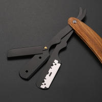 Afeitadora Manual De Madera Y Acero Inoxidable Cuchillo De Afeitar Plegable Para Barbero Profesional Tamaño Compacto Para Rostro Y Bikini - details 3