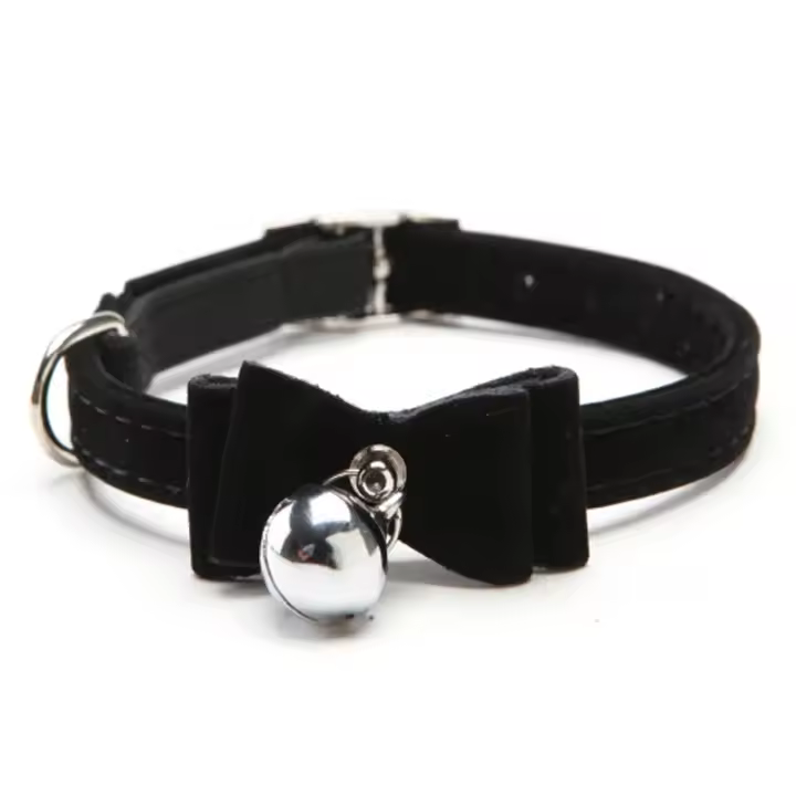 Collar De Gato Elástico Seguro Con Bowtie Y Campana Suave De Velours 6 Colores Collar Para Perro Pequeño Kitten Collar Accesorios Para Mascotas - 1