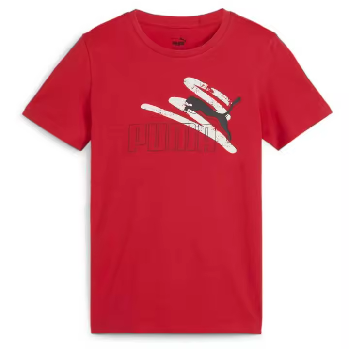 Camiseta de Manga Corta Puma Ess+ Logo Lab Summer para niños en color rojo - 1