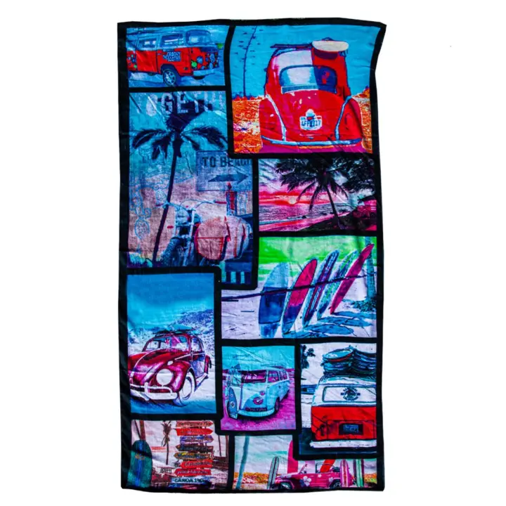SUN & SURF Toalla de Playa Estampada de Terciopelo Grande 90x170 cm 100% Algodón - Suavidad y Estilo. Secado Rápido. - 1