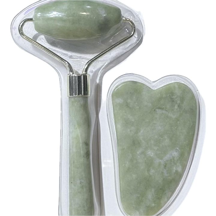 YUMO HOUSE-Rodillo de masaje facial, rodillo de piedra de jade, masajeador facial, estiramiento de la piel, instrumento de masaje facial antiarrugas/Rodet de massatge facial, rodet de pedra de jade, massatges facial, estirament de la pell