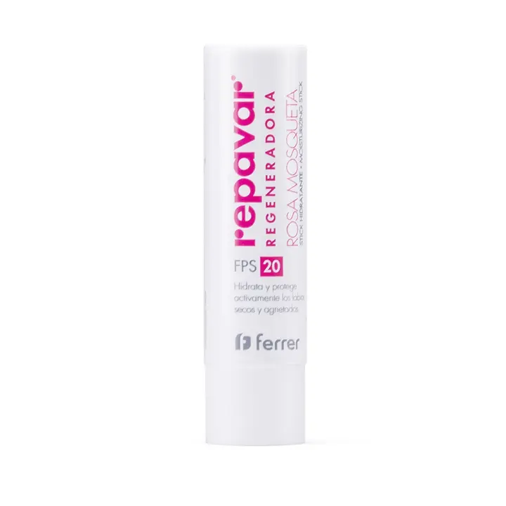 Repavar Regeneradora Stick Labial con Rosa Mosqueta y Protección Solar SPF 20 - Protector Labial Intensivo Regenerador - Hidrata, Protege y Repara la Nariz y los Labios - Apto para Niños y Adultos - 4g - 1