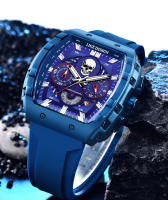 Reloj De Pulsera Militar LIGE Para Hombres Con Dial Grande Y Esqueleto De Cráneo Cronógrafo De Silicona Resistente Al Agua Y Luminoso - details 18