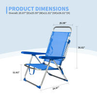 Silla de Playa Plegable con Reposabrazos, Silla Portátil Reclinable Multiposiciones, Silla Ligera para Camping, Piscina, Terraza o Jardín de Color Puro / Estampado a Rayas - details 0