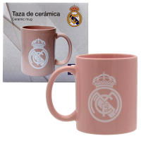 Real Madrid Taza Cerámica 330ml, Diseño con Escudo en Blanco, Producto Oficial Real Madrid, Regalo Cumpleaños Niñas y Mujeres, Taza Fútbol, color Rosa - details 3