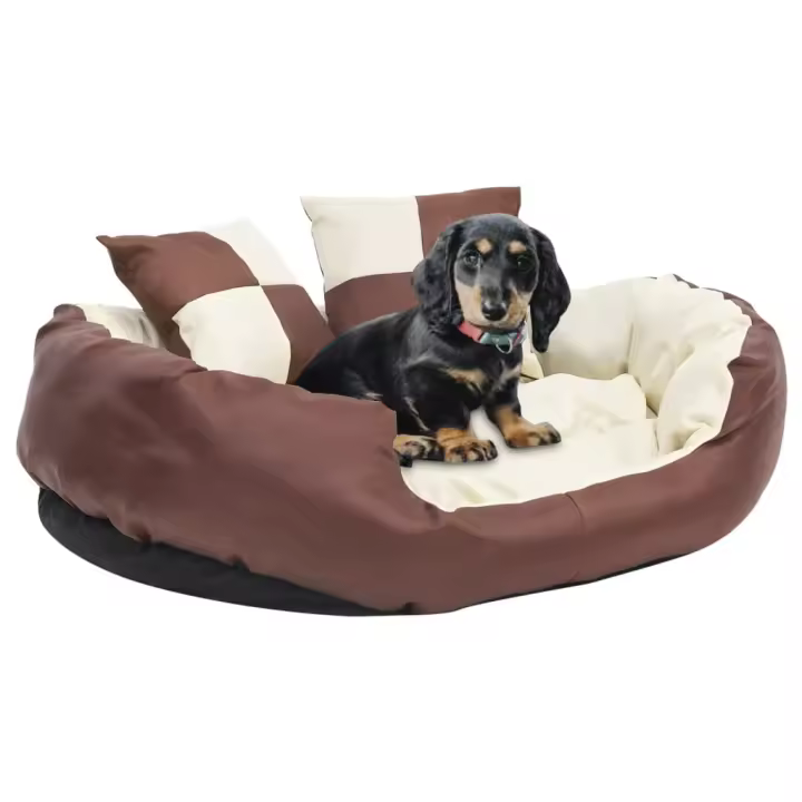Algodón para Perro reversible y lavable marron y Cream 85x70x20cm - 1