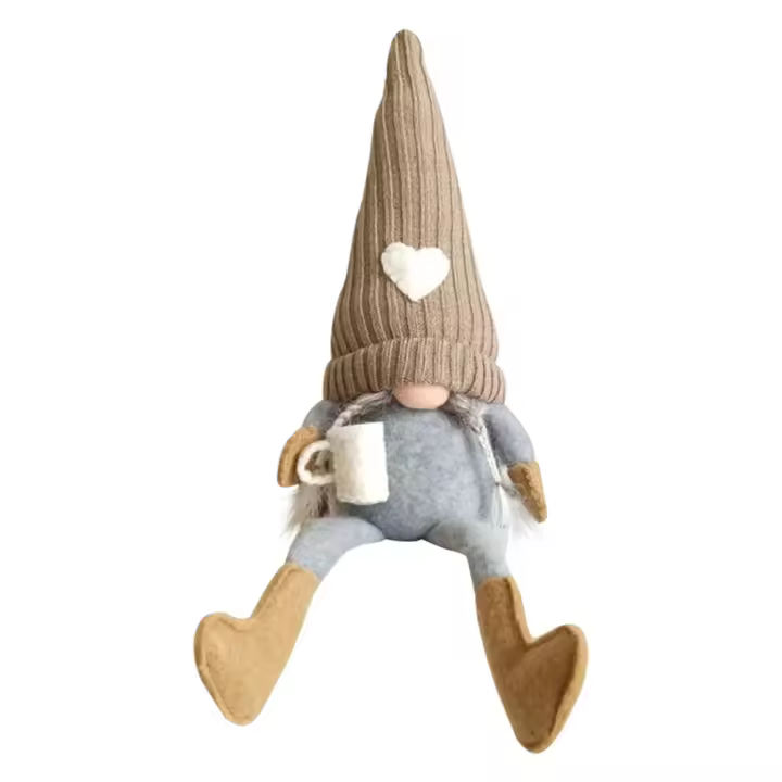 2pc Muñecos De Tetera Gnome De Peluche Tejidos Sin Caras Adorno De Navidad Para Decoración De Casa Estilo Rústico Moderno - 1
