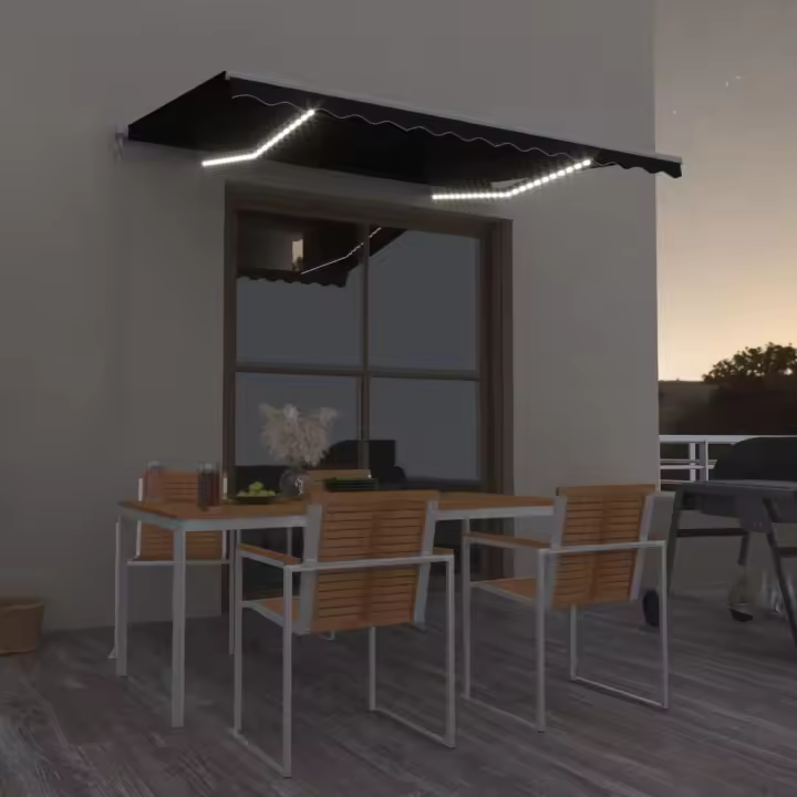 vidaXL Toldo manual retráctil con LED antracita 300x250 cm - 1