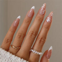 Juego De Uñas Postizas En Forma De Álamo 24Pcs Set Blanco Nublado Y Estelar Acrílicas Artísticas Para Mujeres Estilo Ins - details 12