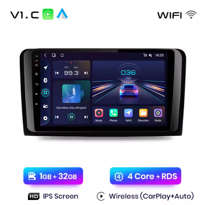 Junsun Tech Android 13 Radio para Mercedes Benz M-Class W164 GL-Class X164 ML GL de Coche con Chip Qualcomm de 8 Núcleos CarPlay Inalámbrico Autorradio Estéreo Pantalla HD Multimedia - 1