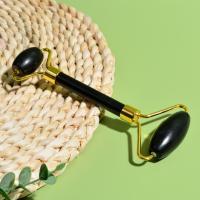 Masajeador Facial De Jade Negro Natural Herramienta De Cuidado De La Piel Con Rodillo De Jade Doble Y Escáner Guasha Para El Rostro - details 4