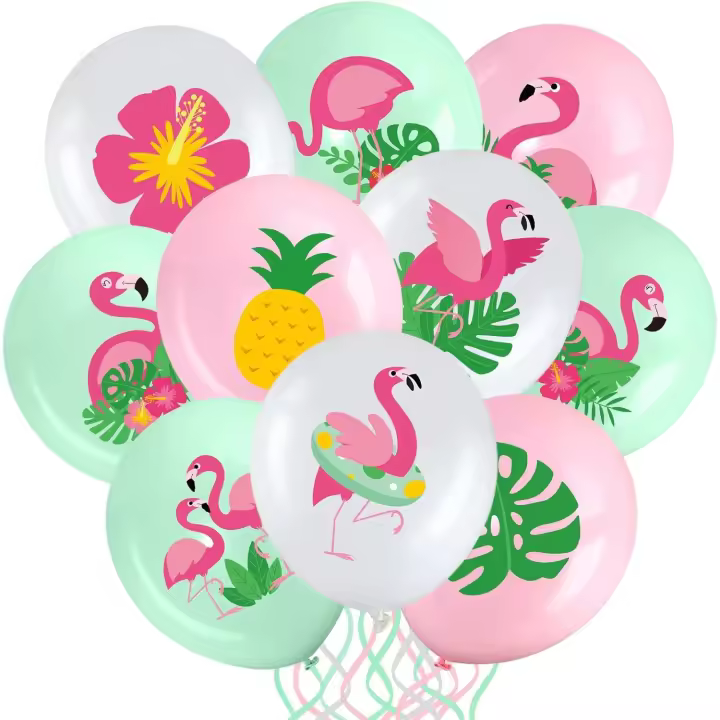 45 Pièces Ballons de Flamant Rose Ballons de Feuille Tropicale Ananas Hibiscus 12 Pouces Ballons Hawaïens Luau en Latex pour Anniversaire Mariage Shower Décorations de Fêtes - 1