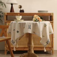 Mantel De Lino Con Bordado De Trigo Para Cocina Sala De Estar Mesa De Comedor Decoración De Fiesta Reutilizable Máquina Lavable Estilo Pastoral - details 2