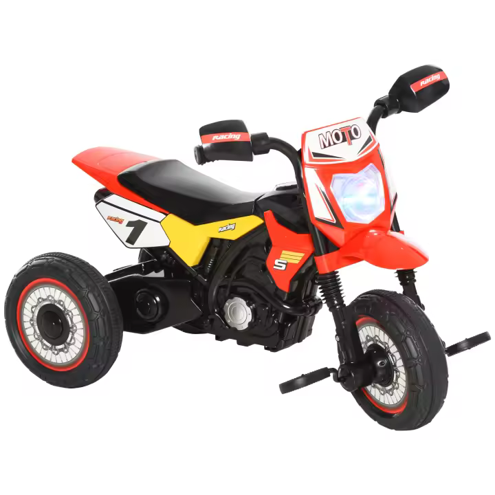 HOMCOM Moto Correpasillos Infantil para Niños de +18 Meses con Apariencia de Moto de Montaña con 3 Ruedas con Luces y Sonido Pedales Diseño Único 71x40x51 cm - 1