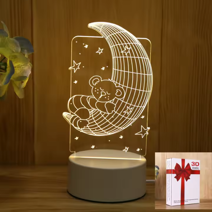 Lámpara Nocturna 3D SanjiCook De Acrílico Con LED Dinosaurio Oso Ciervo Amor Para Boda Navidad Cumpleaños Decoración De Fiesta - 1