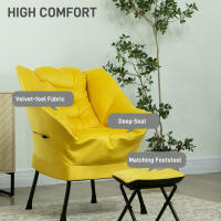 HOMCOM Sillón de Salón con Otomana Sillón de Relax Sillón para Lectura con Bolsillos Laterales y Patas de Acero para Sala de Estar Dormitorio - details 3