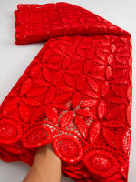 Tela De Encaje Africano Guipure Con Lentejuelas Soluble En Agua Para Mujer Vestidos De Boda Y Fiesta TY3607 100% Poliéster 120CM - details 11