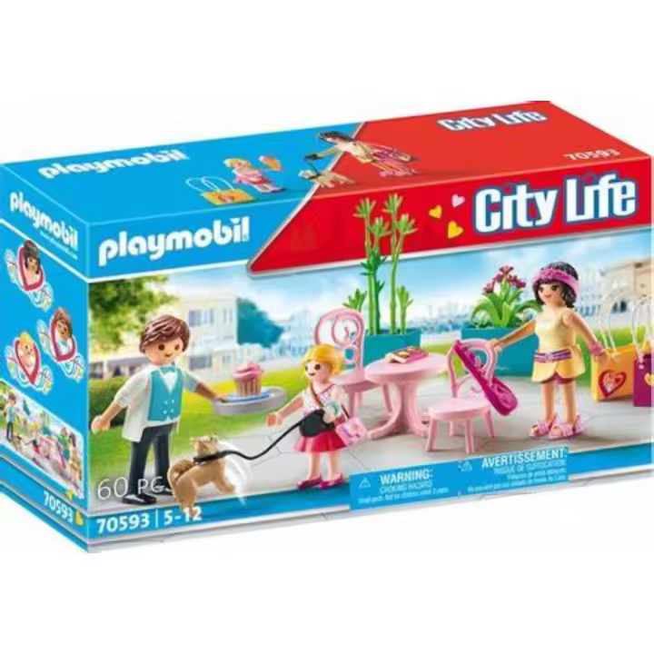 PLAYMOBIL Cafetería (70593) City Life con figuras en la terraza del bar - 1