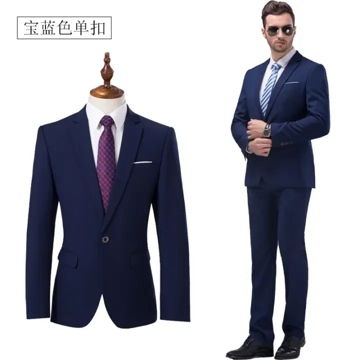 Traje De Novio Para Hombre Estilo Europeo Sólido Color Claro Traje De Oficina Y Fiesta 2 Piezas Talla M-6XL Incluye Chaleco Y Pantalones - 1