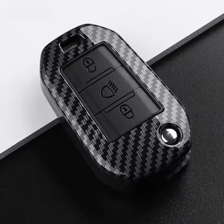 Carcasa De Llave De Coche En Fibra De Carbono ABS Para Peugeot 208 308 T9 508 2008 Citroen C4 Opel Corsa Crossland X Auto - 1