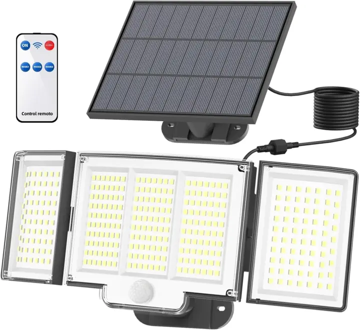 Lámpara Solar Exterior Con 3 Modos De Iluminación 348LED Luz De Pared Con Sensor De Movimiento PIR Impermeable Para Jardín Y Garage - 1