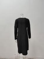 Vestido Largo Casual De Mujer Para Otoño Con Bolsillos Y Cuello En V Estilo Europeo Y Americano Algodón Y Lino Suelto - details 3