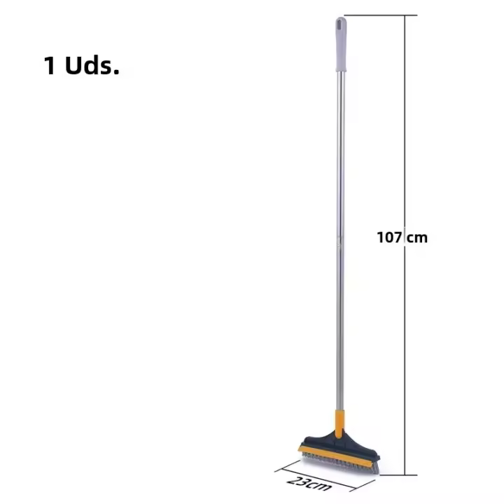 Cepillo De Limpieza Ajustable 2 En 1 Para Baño Y Hogar Con Escobilla De Pelo Rígido Y Lámpara Squeegee Herramienta De Limpieza Para Rincones Y Pisos - 1