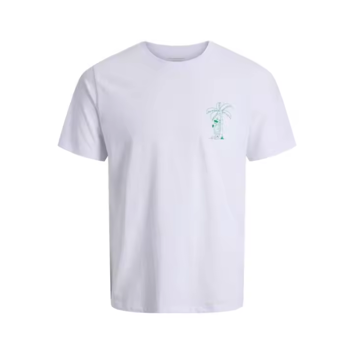 Camiseta Jack & Jones Originals Blanca Hombre 100% Algodón Estampado Palmera Perro - 1