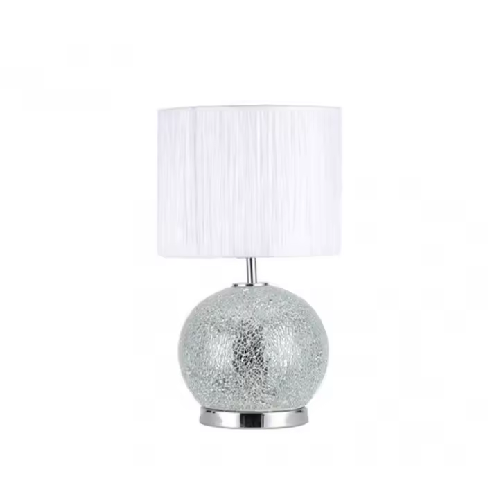 Lámpara de Mesa FABRILAMP Sobremesa Cristal Secoya 1xe27+led 5W 4000K 2 Encend.indep 50x30x30 Cm Mosaico Espejo/cromo C/pant Blanca - 1