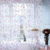 Cortinas Transparentes De Voile Con Estampado De Flores Para Cocina Sala De Estar Dormitorio Tratamiento De Ventana Decoración Del Hogar Translúcidas Y Ligeras Para Ambiente Moderno - details 5