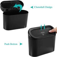 Caja De Basura Para Coche En ABS Negra Con Tapa Y Soporte Universal Caja De Almacenamiento Para Interior Del Coche - details 4