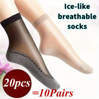 10Pares De Calcetines Para Mujer Transpirables Y De Sensación Fría Durable Y Antideslizantes Para El Verano Y Otoño Color Sólido Delgados Y Silky - details 0