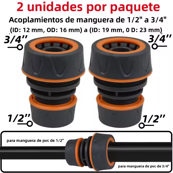 KESLA Adaptador De Jardín 2pcs 1/2" 3/4" Conector Rápido 16mm Tapa De Conexión Coupler Extensor De Tubo Para Riego - 1