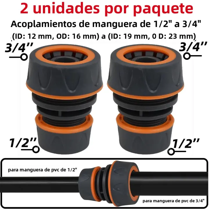 KESLA Adaptador De Jardín 2pcs 1/2" 3/4" Conector Rápido 16mm Tapa De Conexión Coupler Extensor De Tubo Para Riego - 1