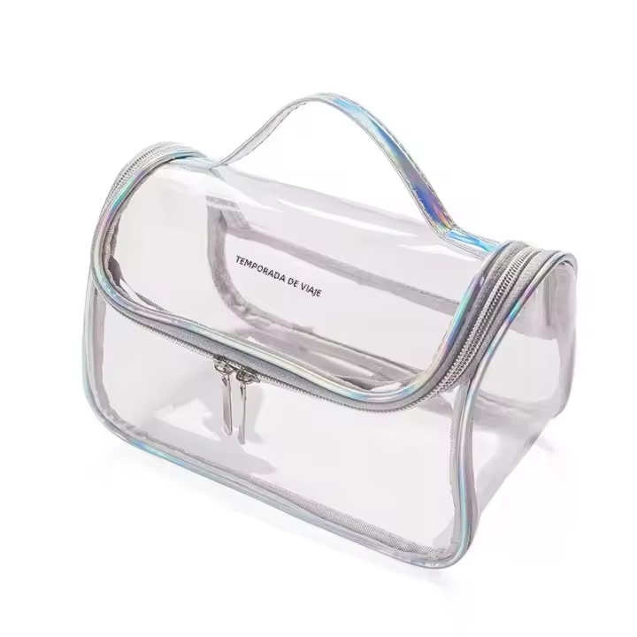Bolsa de Cosméticos transparente impermeable para viaje, Bolsa de ASEO de Pvc, multifunctional, de gran capacidad, portátil, colorida - 1